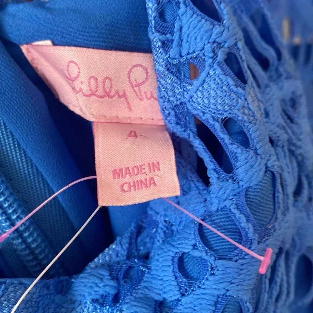 Lilly Pulitzer Kenna Blue Halter Neck Lace Dress Size 4 Nwt - Picture 4 of 4